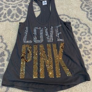 Grey and gold Pink tank